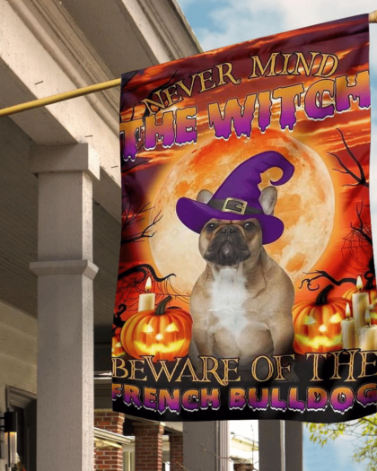 Beware Of French Bulldog Halloween Flag Funny Dog Owner Home Depot Halloween Decorations