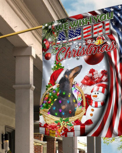 Dachshund We Wish You Ameri Christmas Flag Dog Owners Front Porch Christmas Decorations 2021