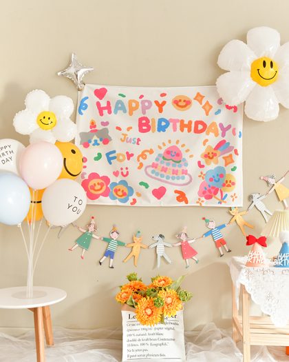 Cute Happy Birthday Background Tapestry  Wall Decoration